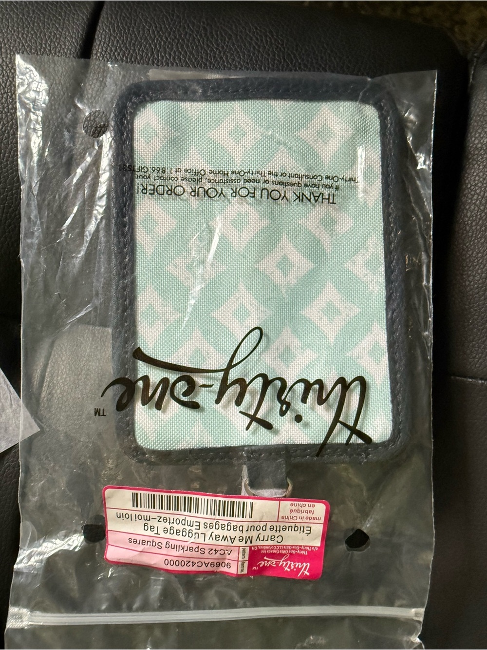 thirty-one Mint & White Diamond Pattern Luggage Tag